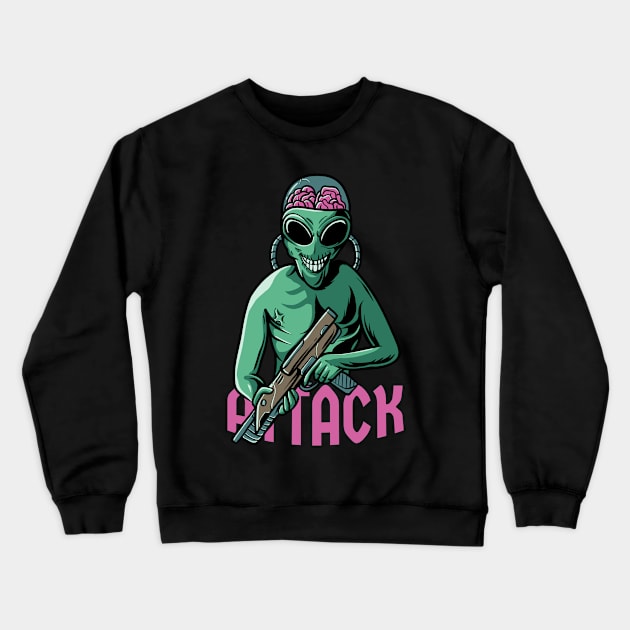 Alien attack Crewneck Sweatshirt by PlasticGhost